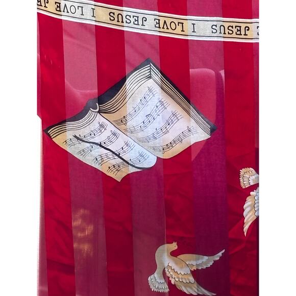 Red Scarf I Love Jesus Bible Praying Hands Doves Religious - Picture 5 of 7